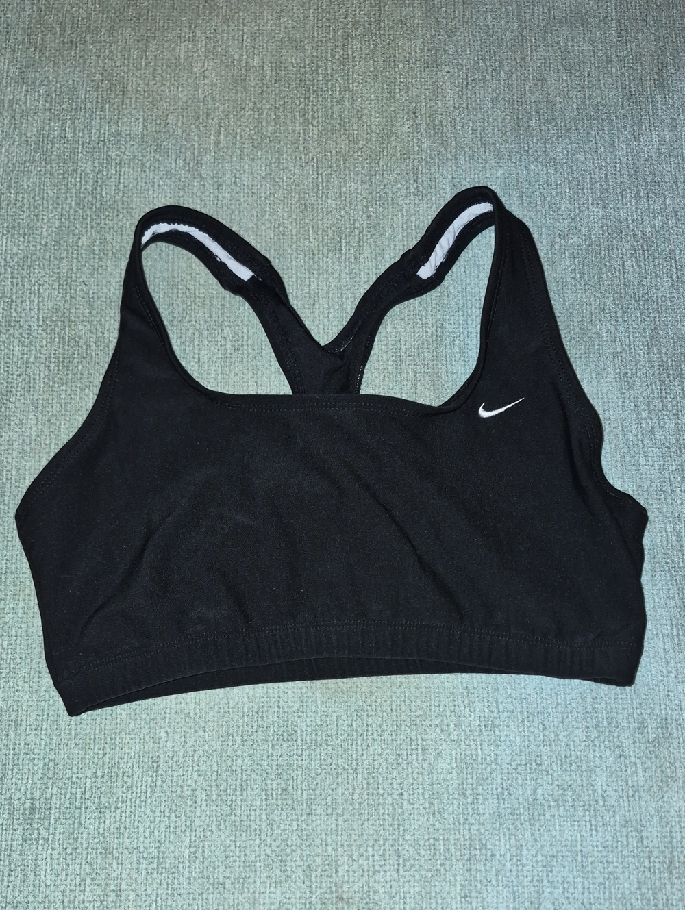 Nike Black Racerback Sports Bra with White Swoosh Accent
